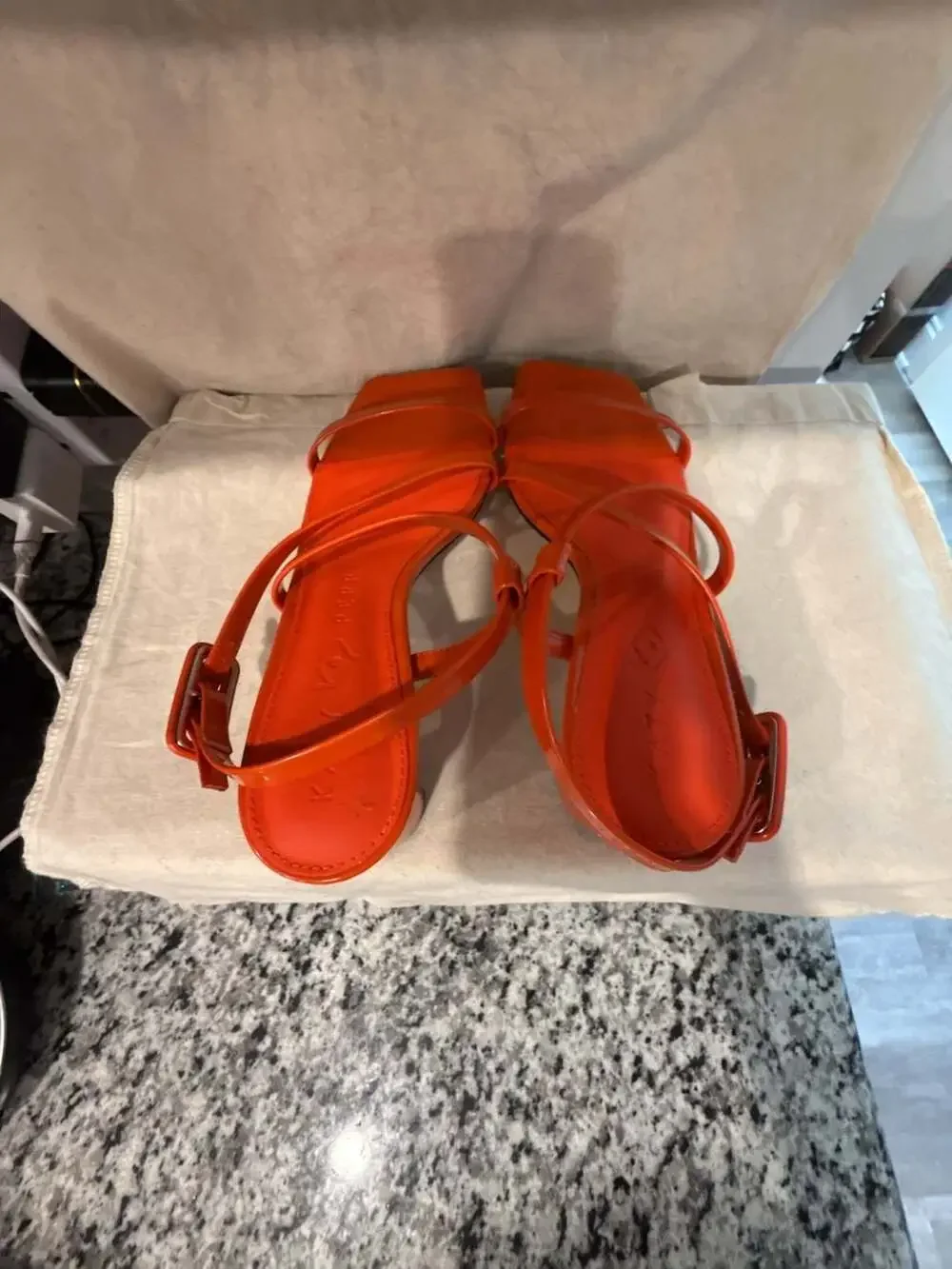 Katy Perry The Geli Strappy Block Heel Sandals in Neon Orange